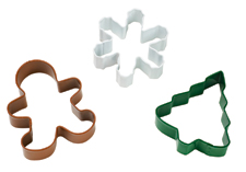 Wilton 3 Pc Christmas Metal Colored Cutter Set, Tree, Snowflake & Gingerbread Boy