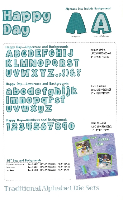 Zip'eCut Alphabet Font Die Set - 5/8" Happy Day Deluxe